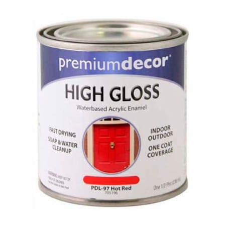 General Paint Interior/Exterior Paint, Gloss, Hot Red, 1/2 Pint 705196